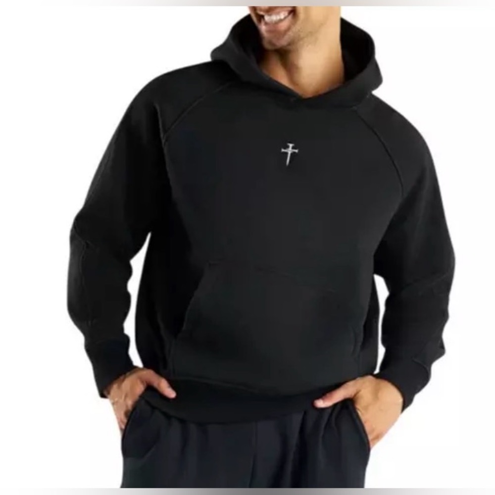 French Terry Black Hoodie - L